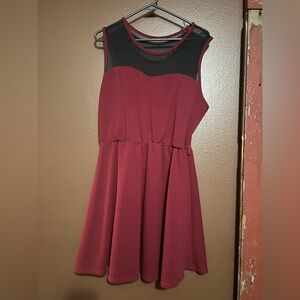 Rue21 Wine Red Mini Dress with Sheer Detail size xl